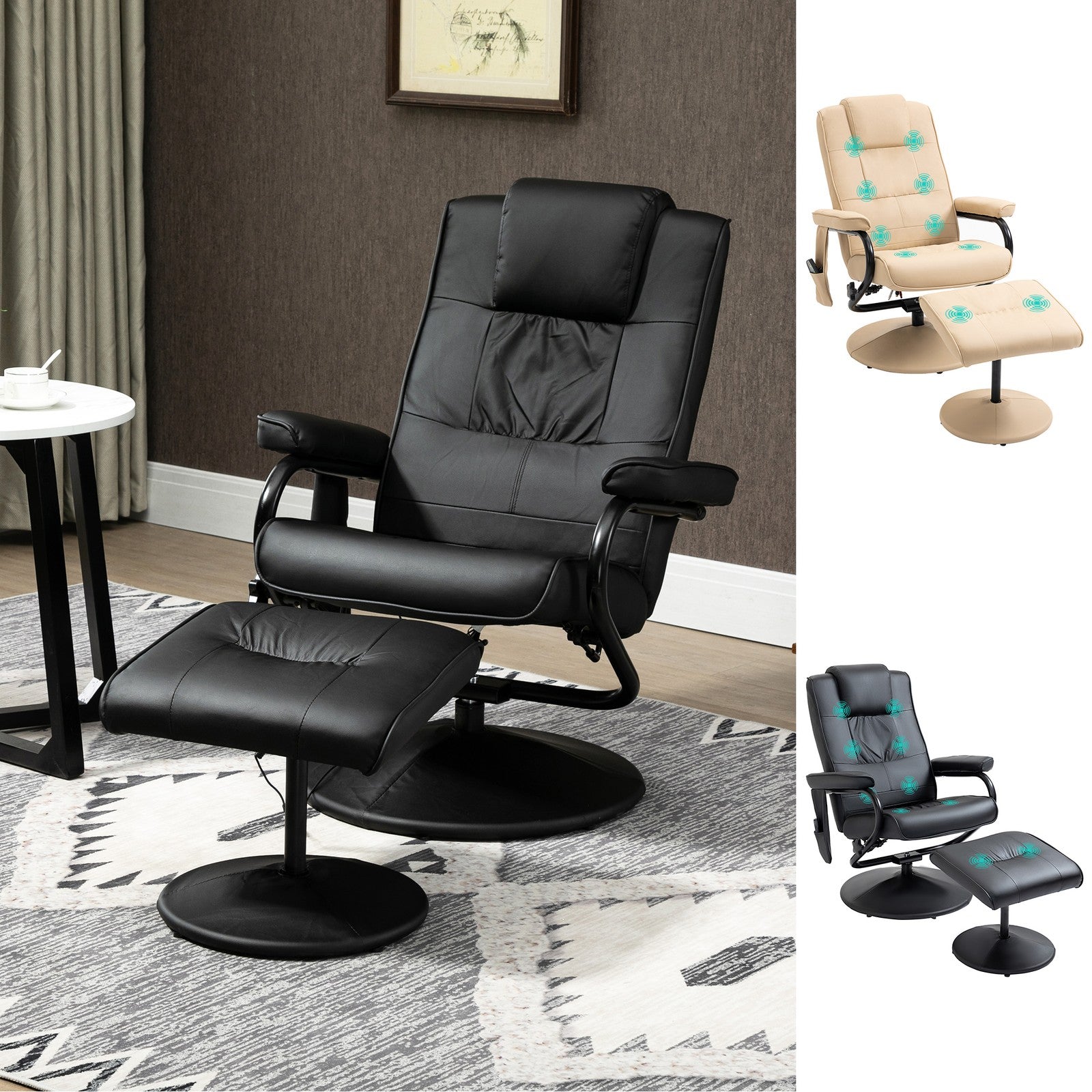 Freestanding Living Room Chair with High Density Cushion and Footrest Beige