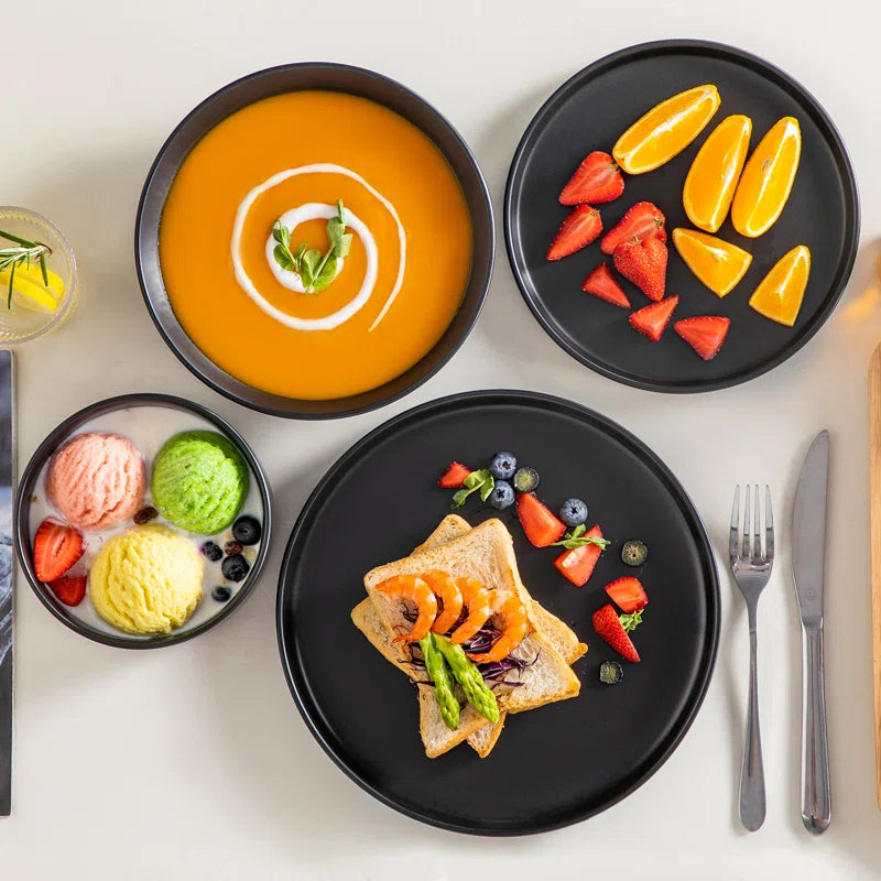 24 Piece Stoneware Dinnerware Set - Service for 6