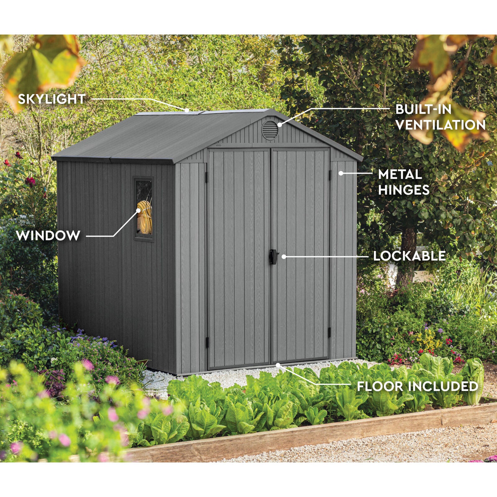 Keter Darwin Outdoor Garden Tool Storage Shed W/Window