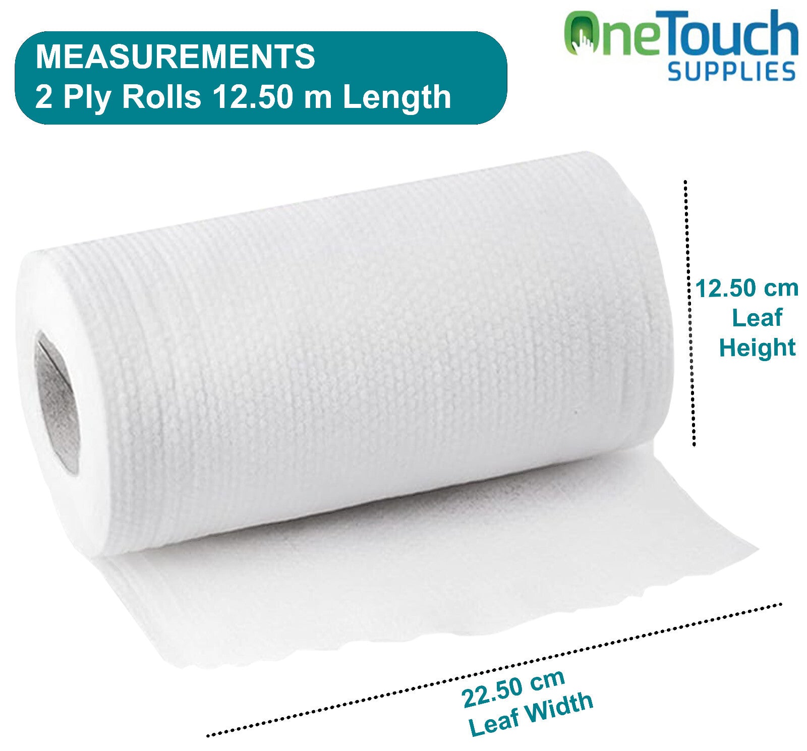 Kitchen Rolls Paper Towels Super Strong White 2 Ply Embossed Absorbent 24 Rolls