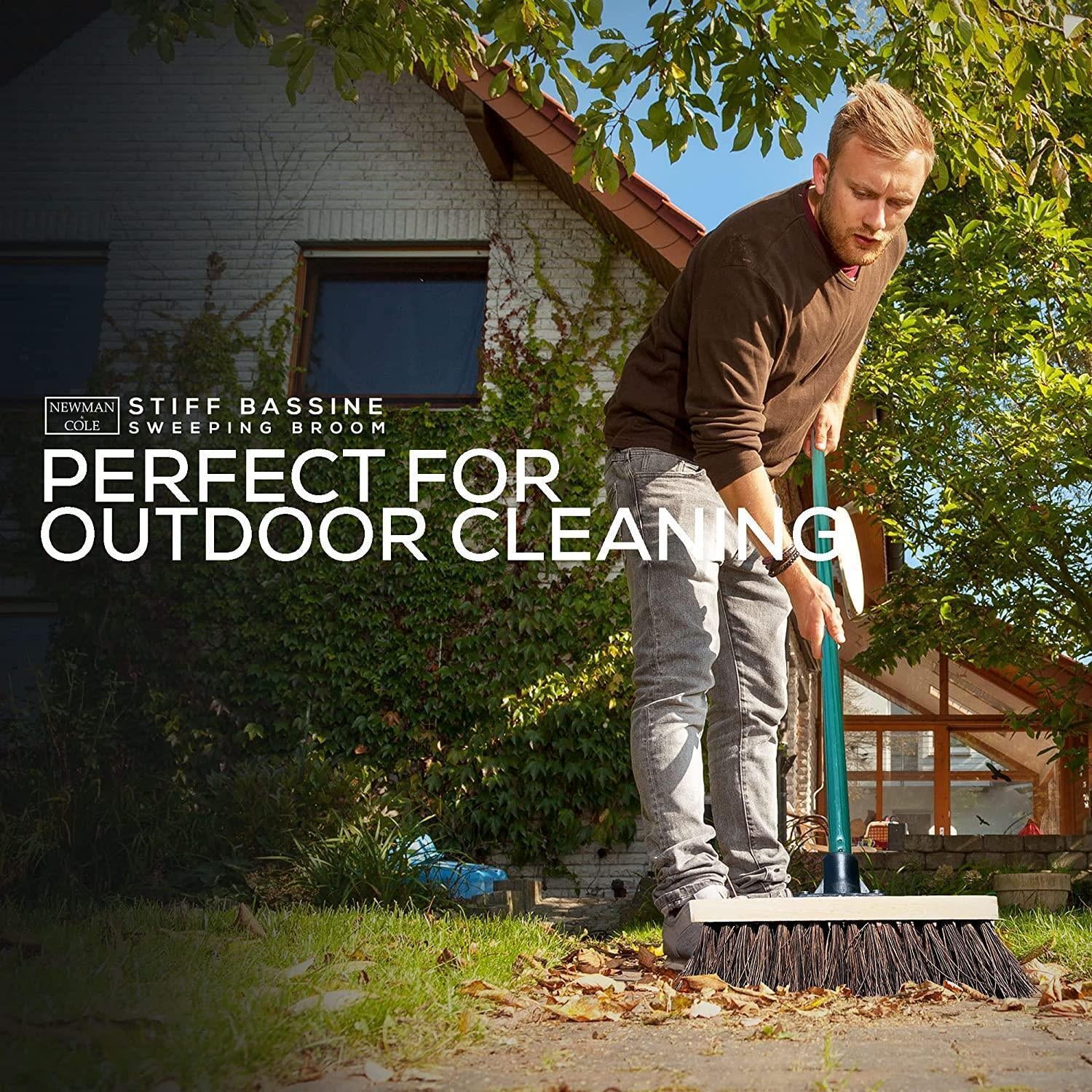 Outdoor Garden Broom Head with Handle Stiff Bassine Brush Yard Sweeping Bristle