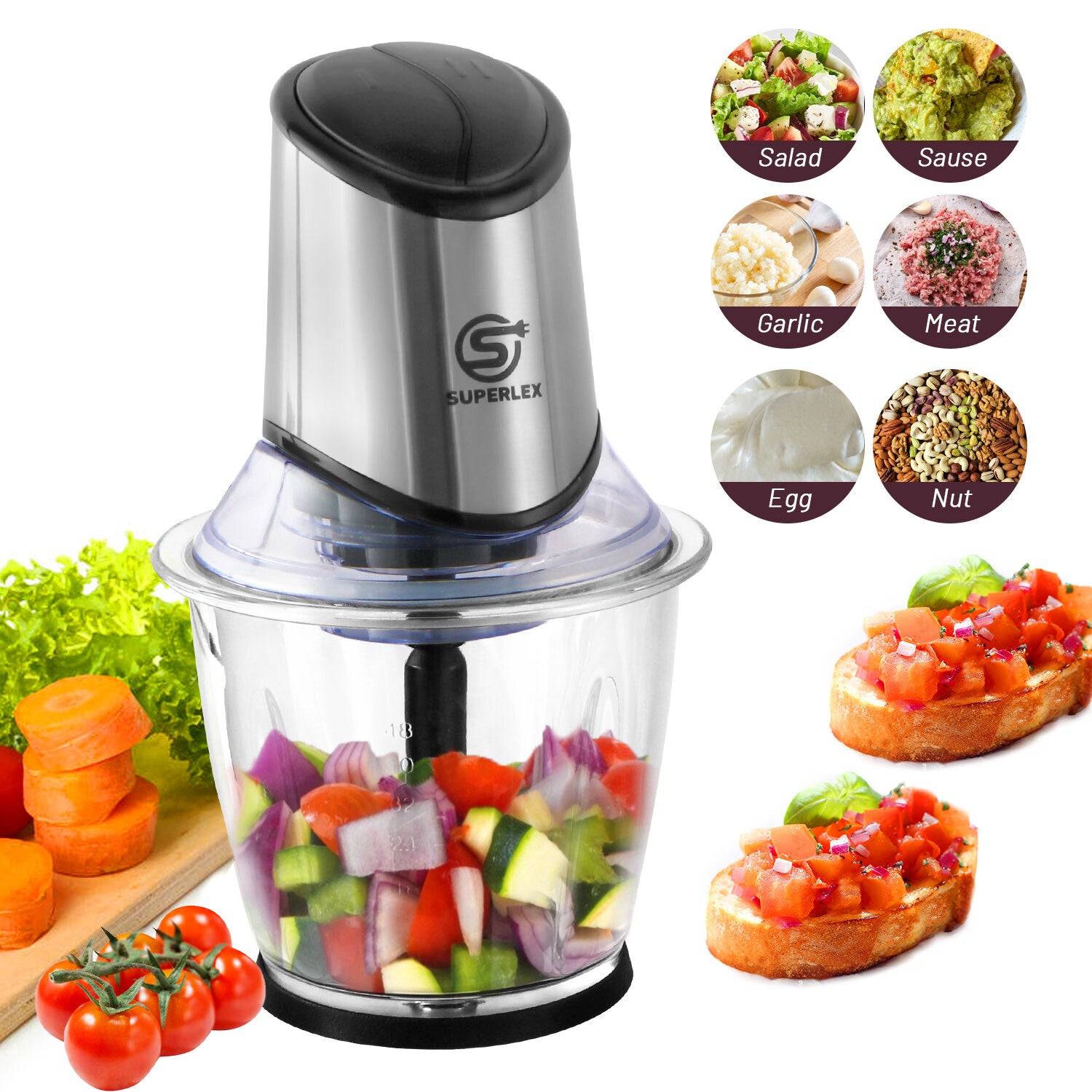 Mini Chopper Electric Blender& One Button Operation,Easy Clean with Nuts Grinder