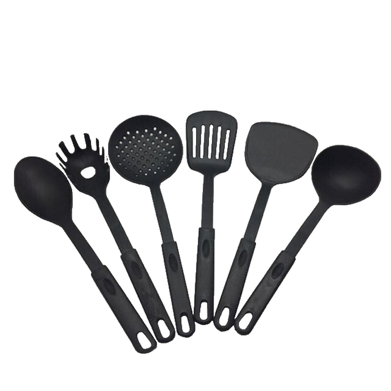 6Pcs Kitchen Utensil Set Silicone Black Non-Stick Heat Resistant Cookware Tools
