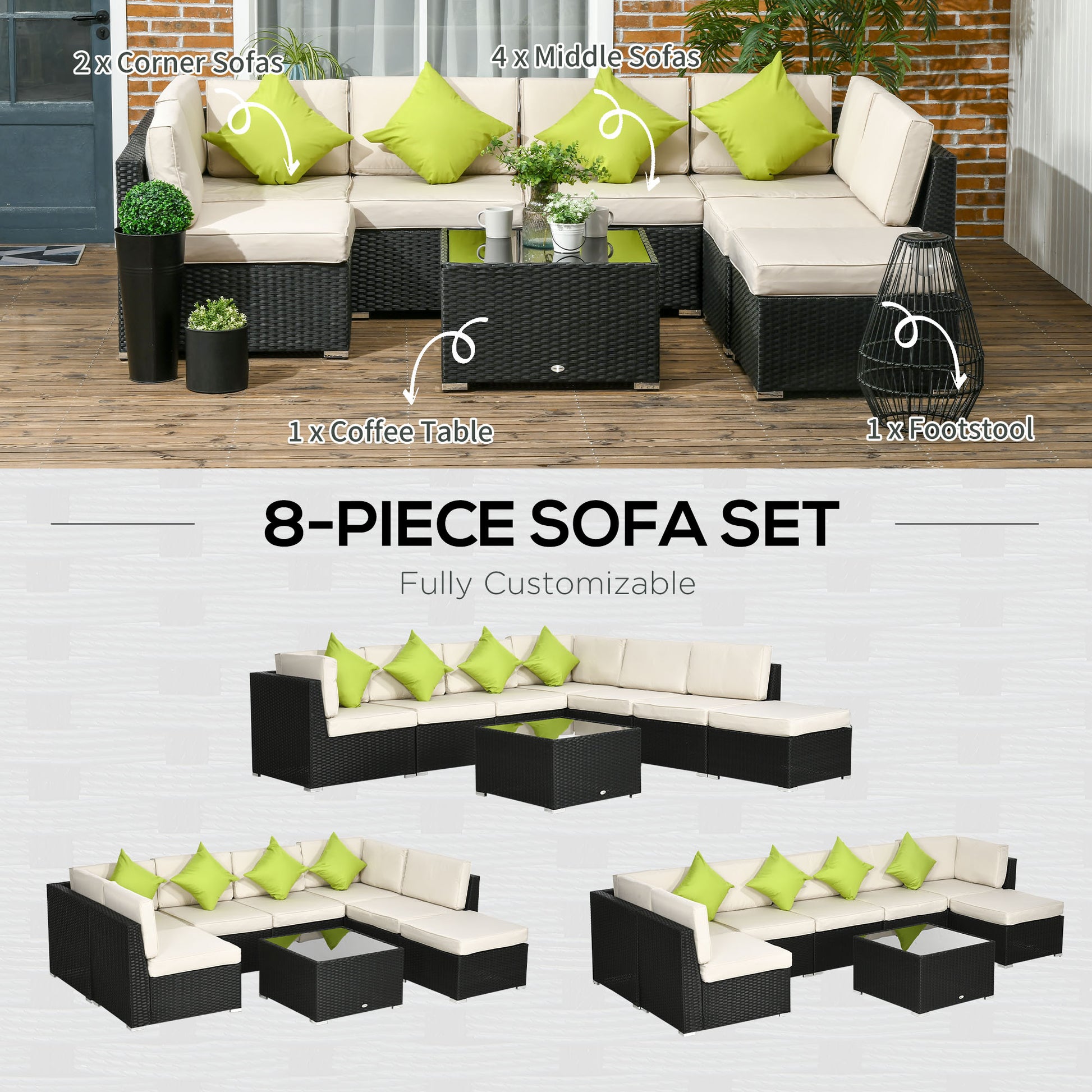 Rattan Outdoor Garden Furniture Patio Corner Sofa Set with Cushions