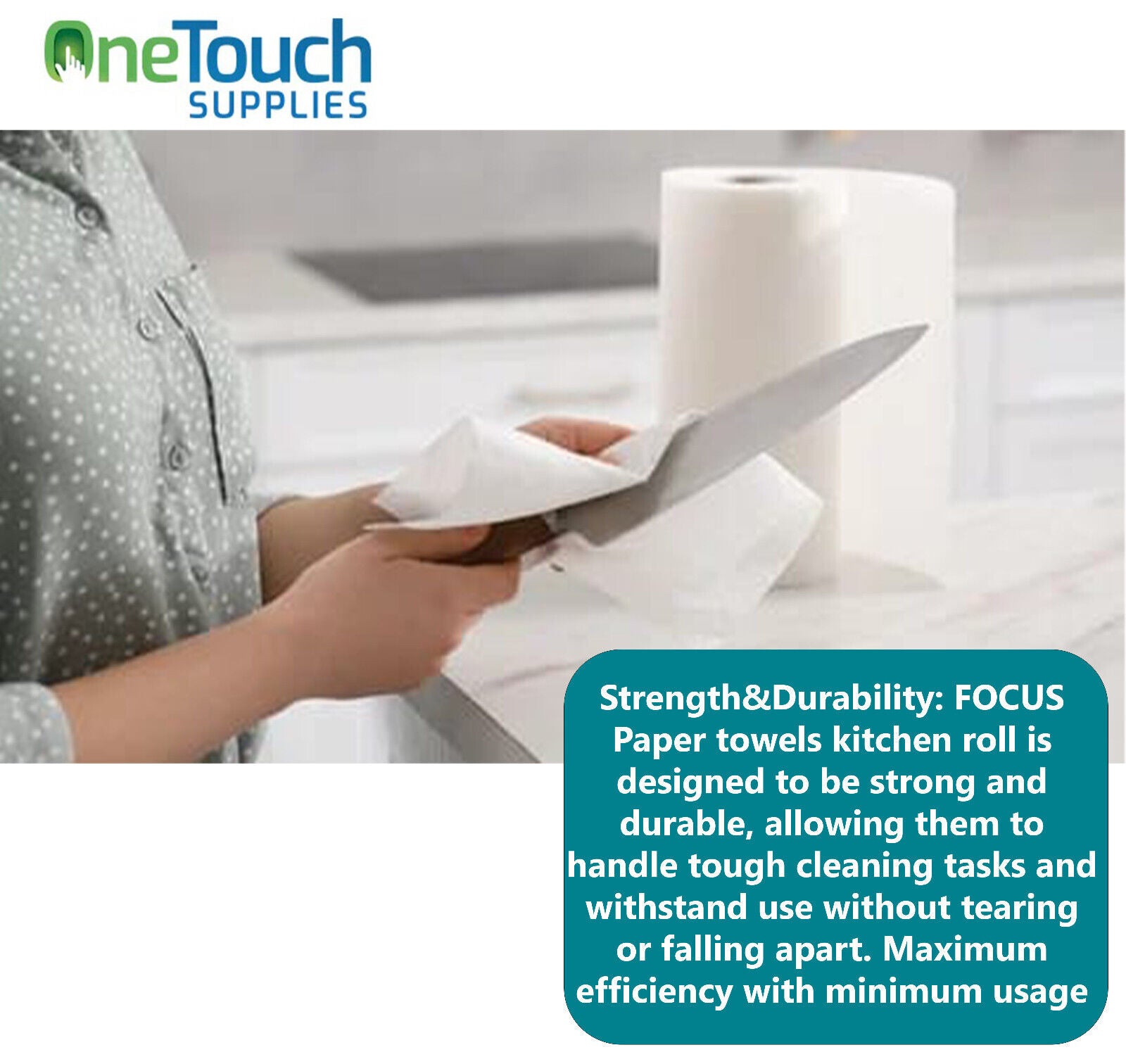 Kitchen Rolls Paper Towels Super Strong White 2 Ply Embossed Absorbent 24 Rolls