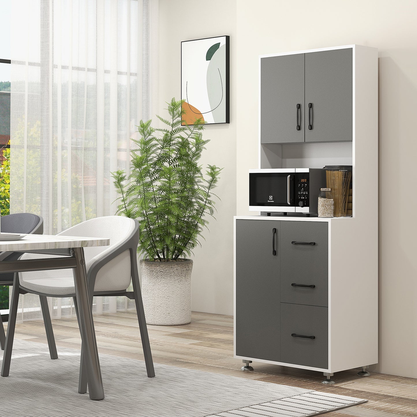 Modern Kitchen Cupboard with Storage Cabinets, 3 Drawers for Living Room