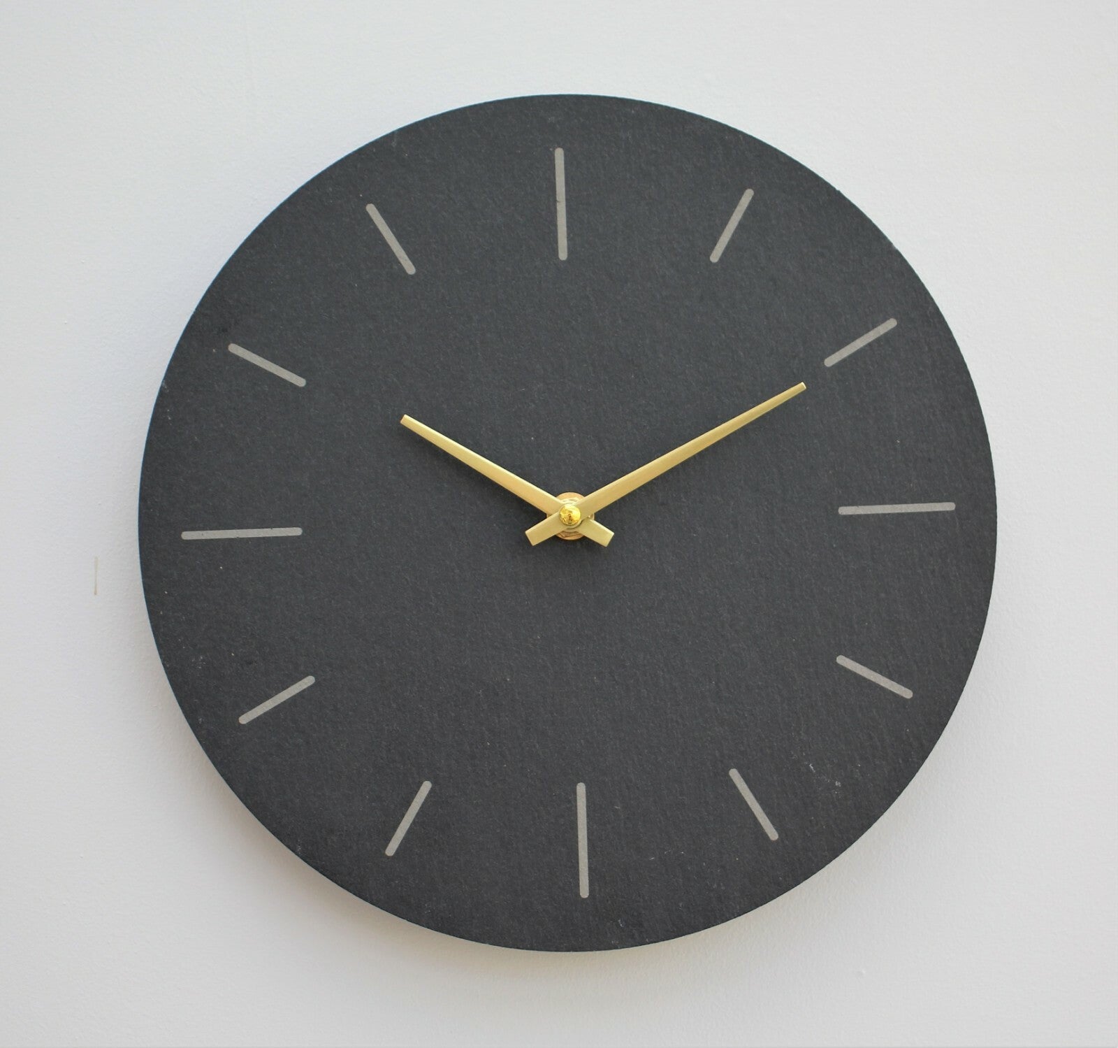 Wall Clock Grey Natural Slate Garden Indoor Outdoor Hand Finished Clock 30Cm