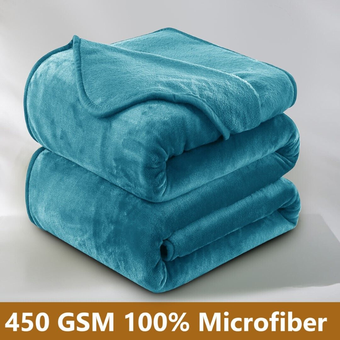 Large Fleece Blanket Throw Reversible Soft Warm Bed Sofa Blanket Double & King
