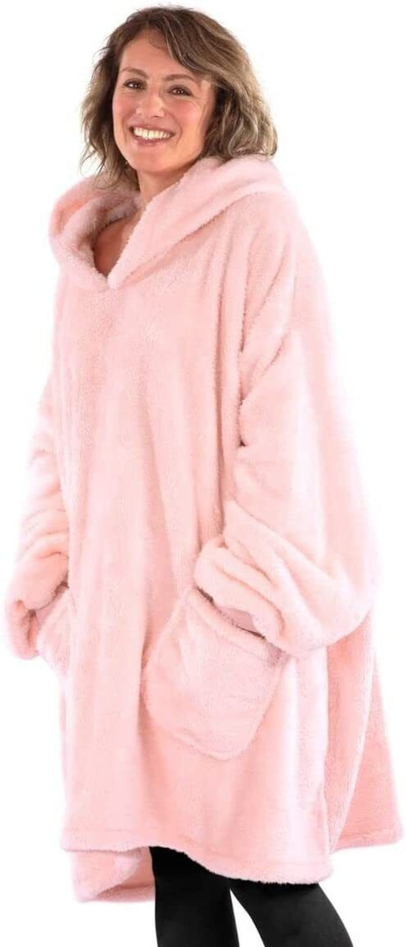 Snugrug Oversized Long Hooded Adult Sherpa Big Fleece Blanket Hoodie Sweatshirt