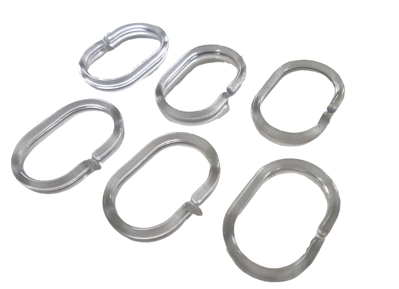 Clear Shower Curtain Rings Hooks Bathroom Plastic Pole Rail Guide Hanger X6 Pack