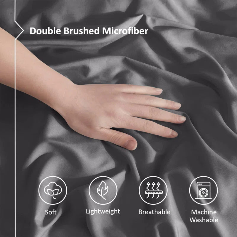 Lameya Luxury Microfibre 200 TC Duvet Cover Quilted Plain Bedding Sets with Pillow Cases