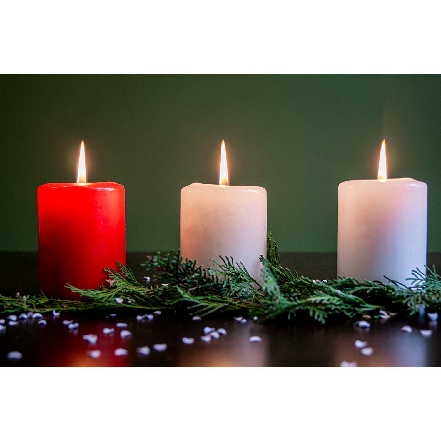 Set of 6 Church Large Pillar Candles 66 Hours Burning Time Ivory White 7Cm/15Cm