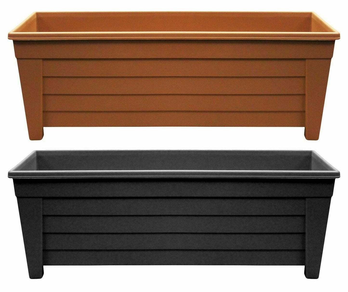 Plant Pot Trough Extra Long Plastic Planter Outdoor Garden 55Cm Black/Brown