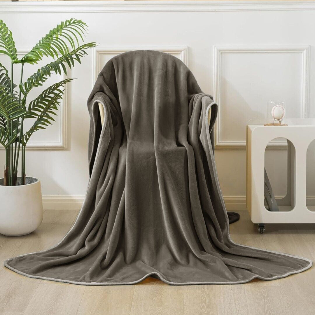 Large Fleece Blanket Throw Reversible Soft Warm Bed Sofa Blanket Double & King