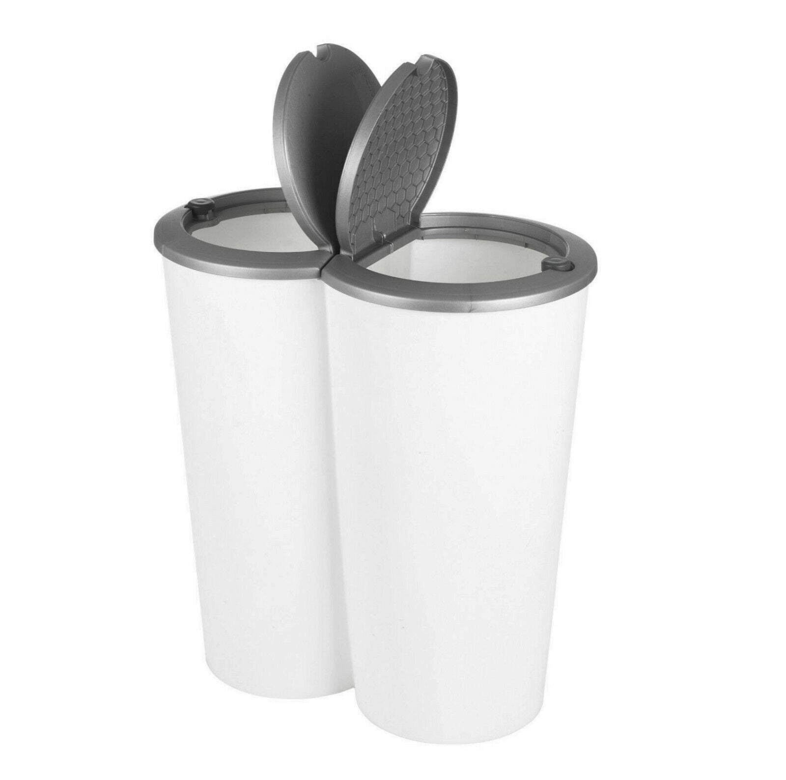 Circular Double Recycling Waste Bin Duo Rubbish Plastic Cardboard Disposal 2X25L