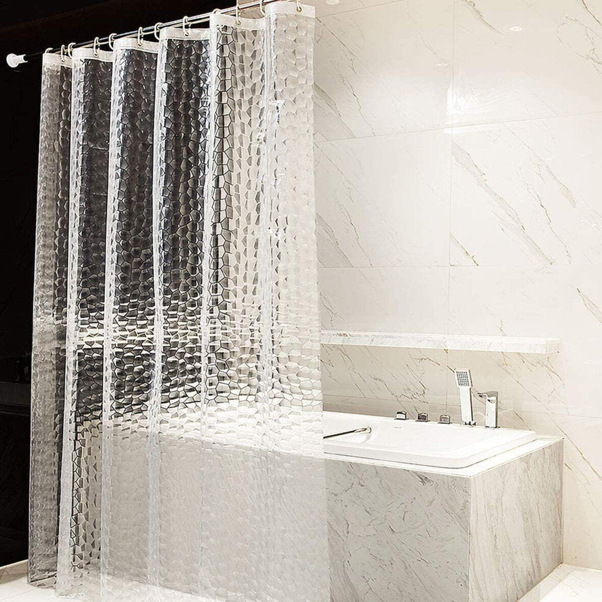 Beach Starfish Ocean Print Shower Curtain Toilet Bathroom Waterproof 12 Hooks