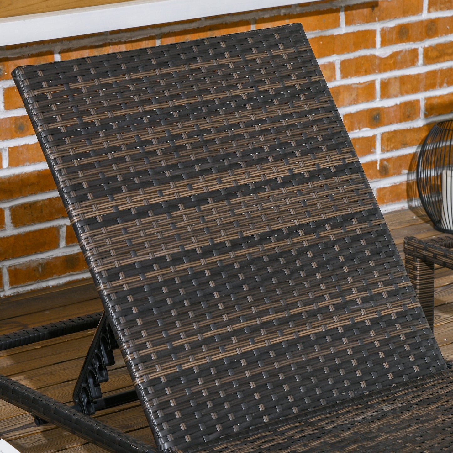 Rattan Sun Loungers Set of 2 W/ 5-Level Adjustable Backrest Headrest