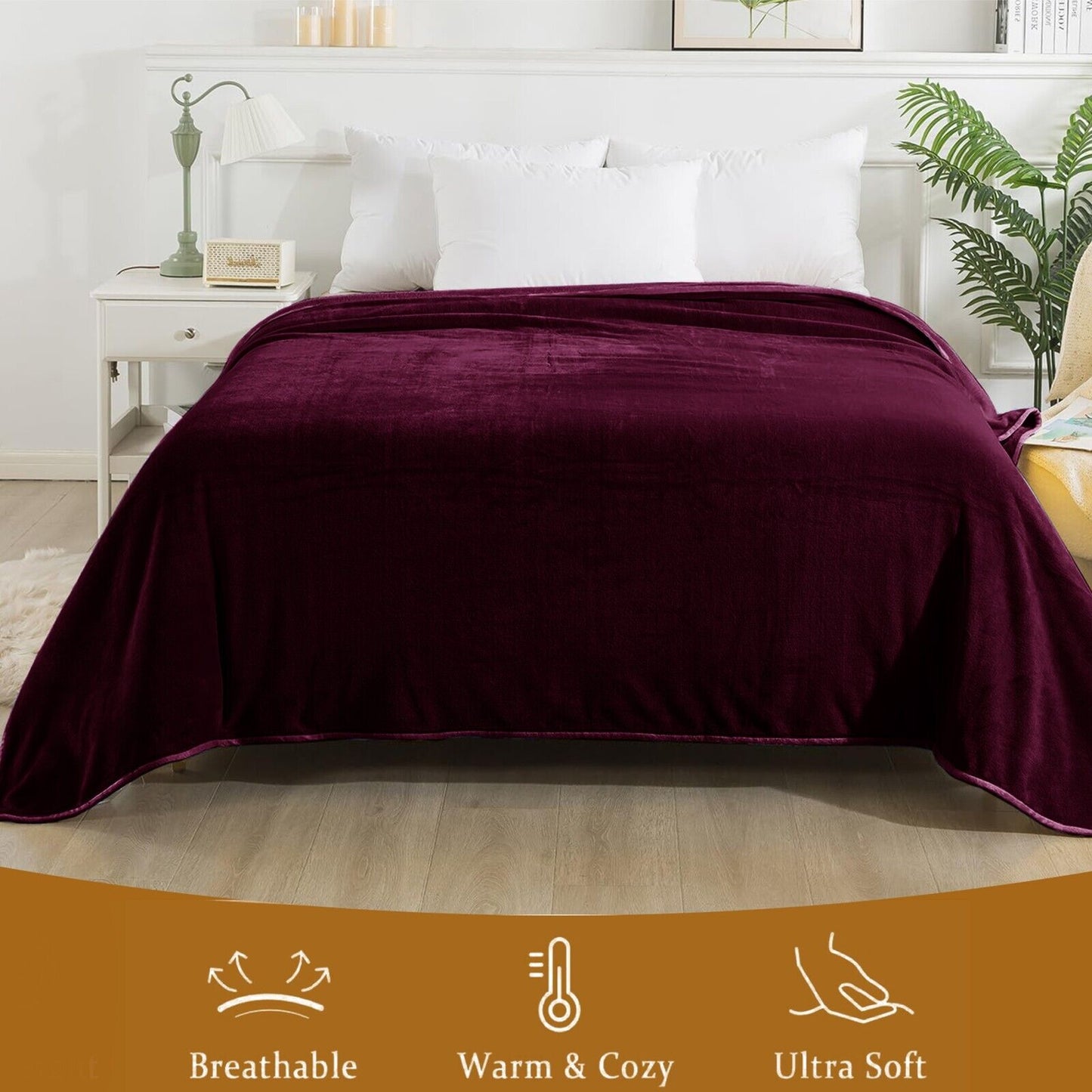 Large Fleece Blanket Throw Reversible Soft Warm Bed Sofa Blanket Double & King