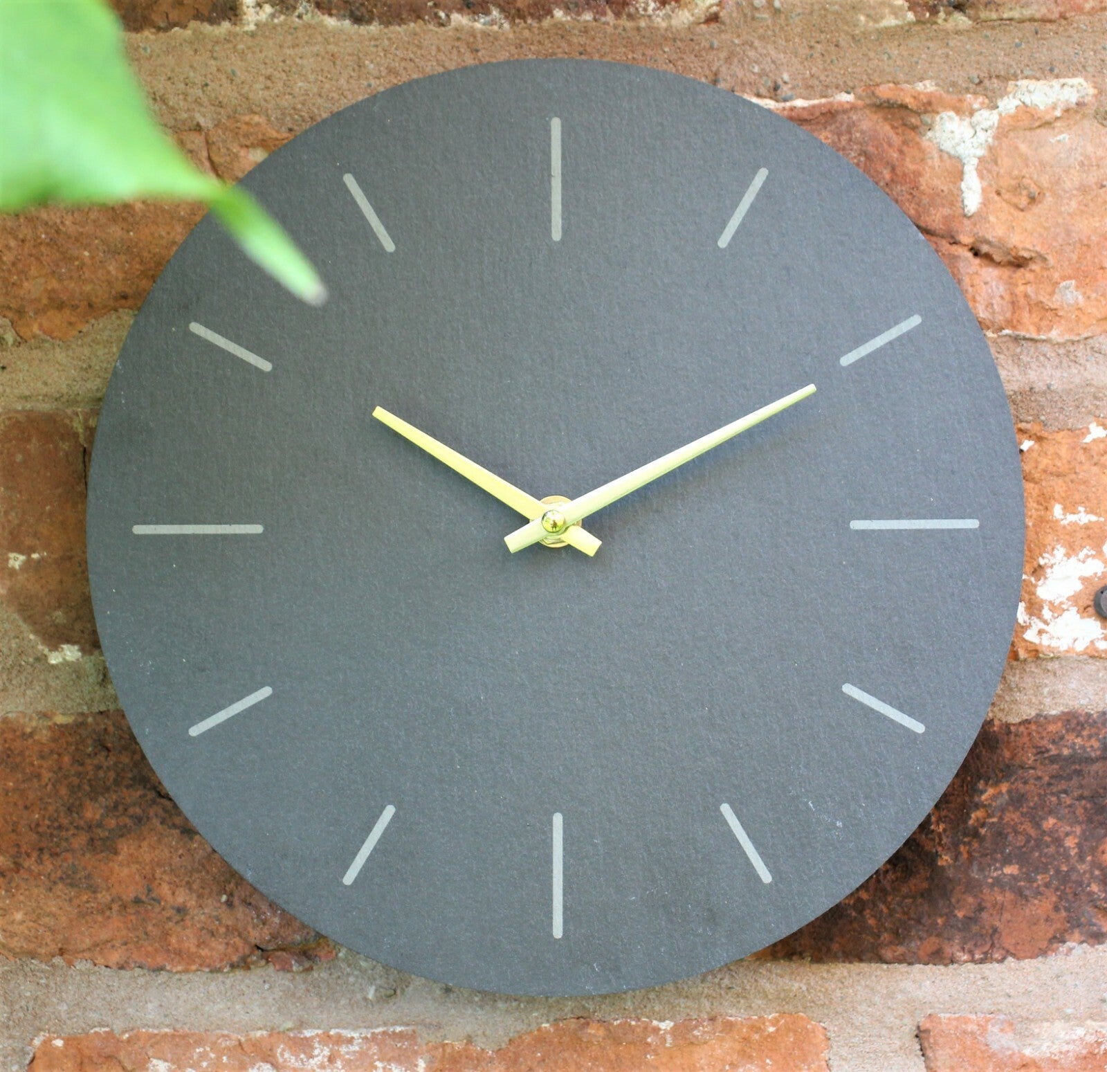 Wall Clock Grey Natural Slate Garden Indoor Outdoor Hand Finished Clock 30Cm