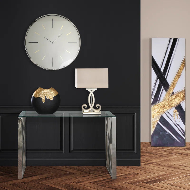 Beltran Wall Clocks for Living Room Décor, Chrome and Metal Modern Wall Clock for Bedroom