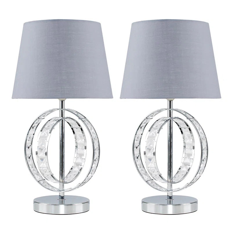 Dicie 46Cm Silver Table Lamp Set