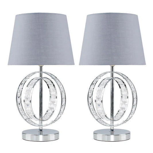 Dicie 46Cm Silver Table Lamp Set