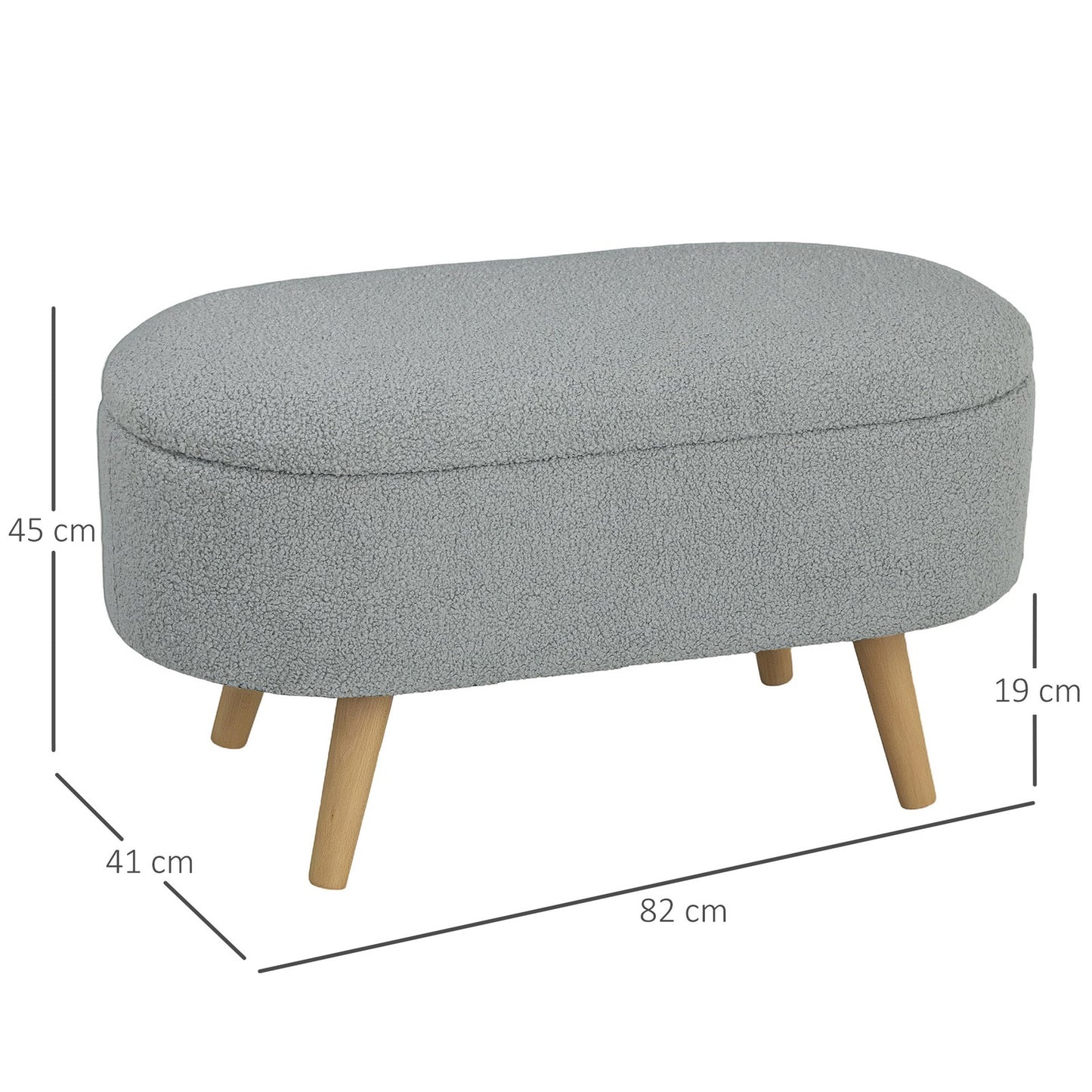 HOMCOM Ottoman Storage Bench for Hallway, Living Room, Charcoal Grey