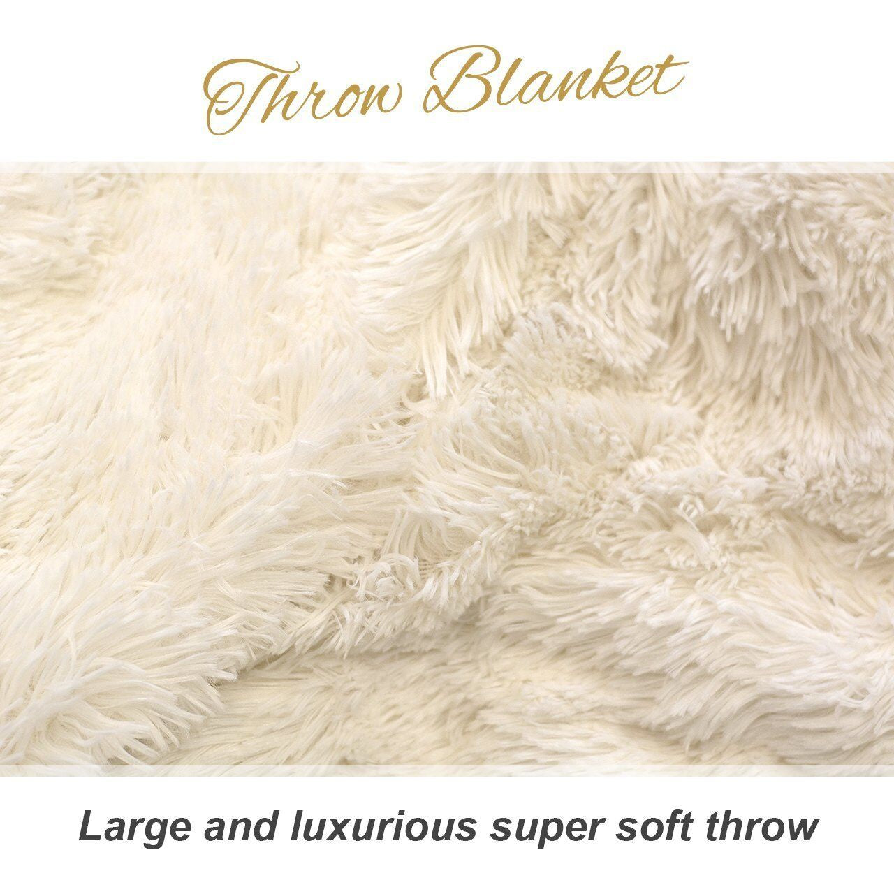 Extra Large Fleece Blanket Throw King Size White Cream Yeti for Winter Bed Sofa