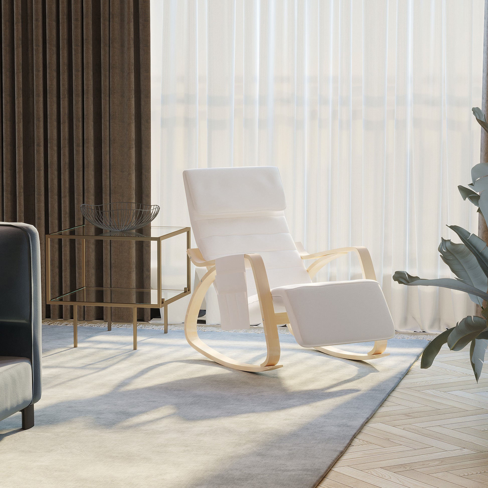 Modern Rocking Lounge Chair Recliner with Adjustable Footrest