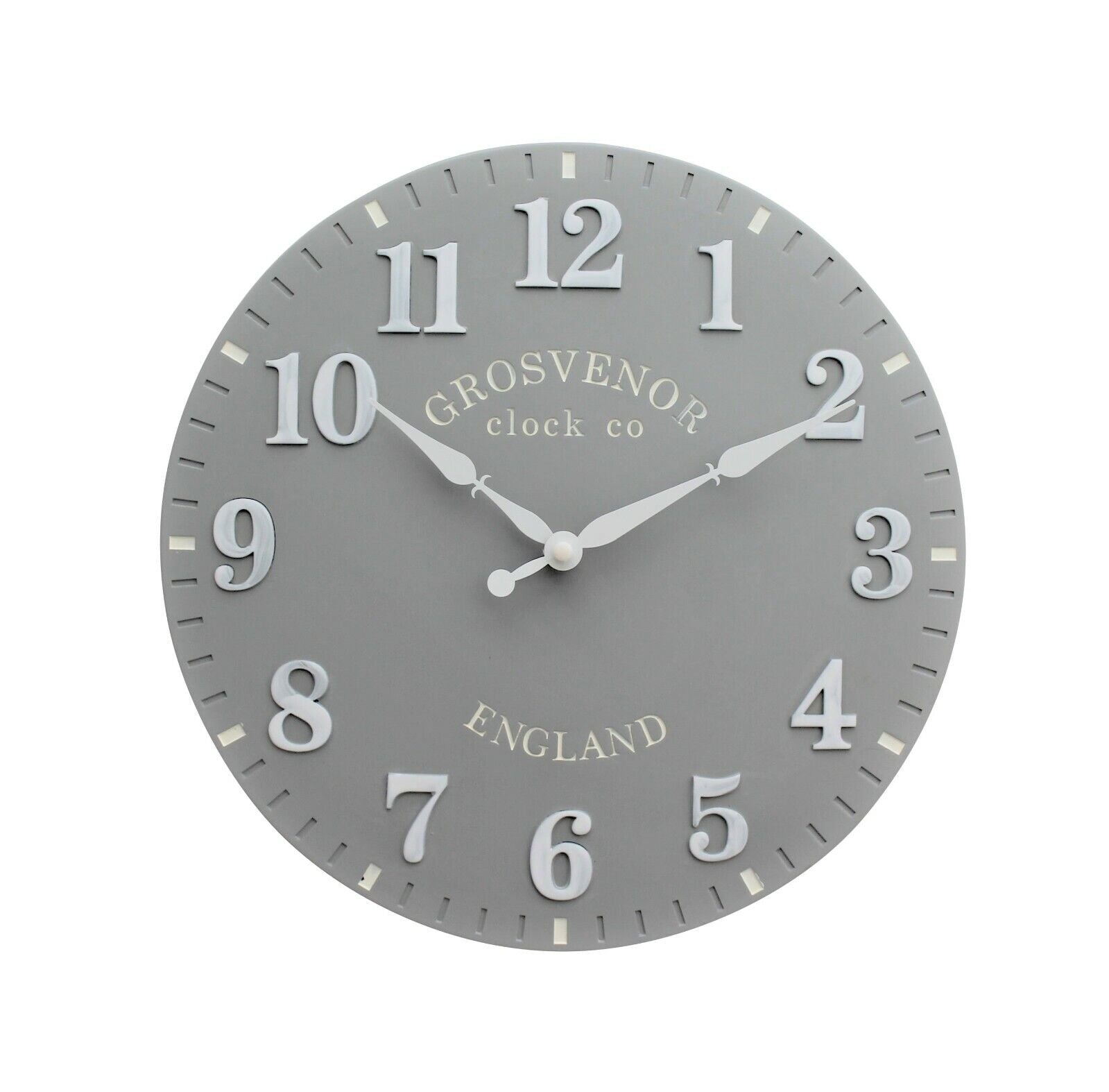 Wall Clock Grey Garden Indoor Outdoor Hand Painted Church Clock Arabic 30Cm