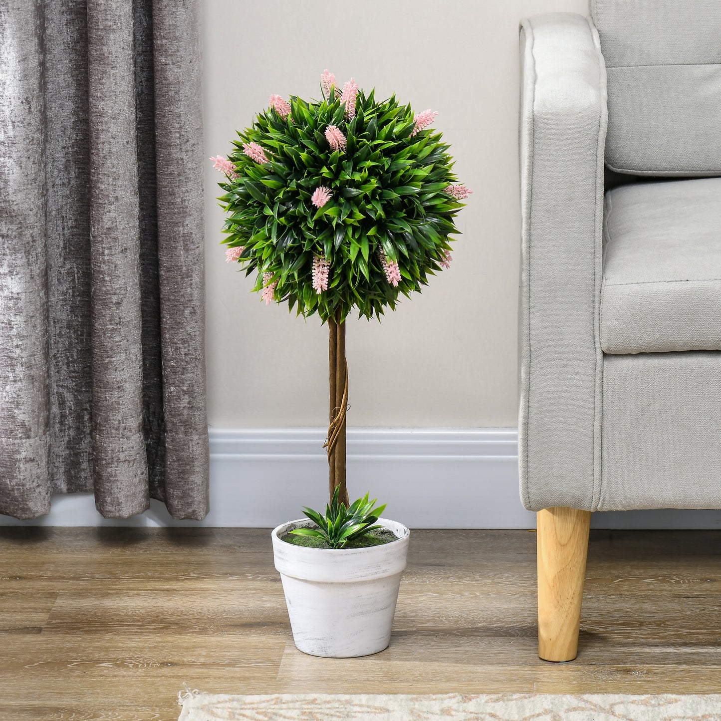 Set of 2 Decorative Artificial Plants Ball Trees with Flower