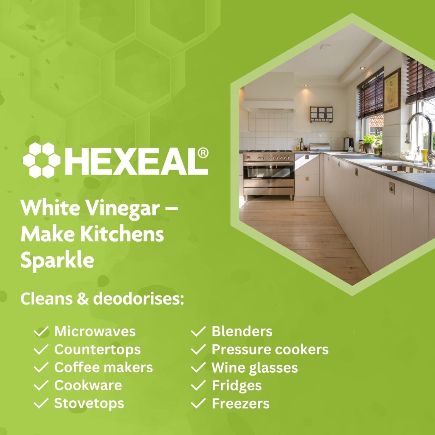 Hexeal White Vinegar 2 X 5L - Food Grade - Cooking, Cleaning, Pickling & Baking