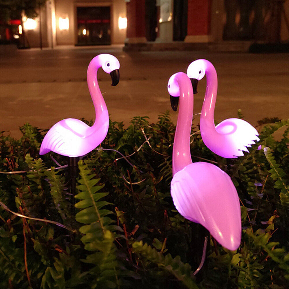 3Pcs LED Solar Flamingo Lights Outdoor Garden Lawn Lamp Stake Landscape Lighting