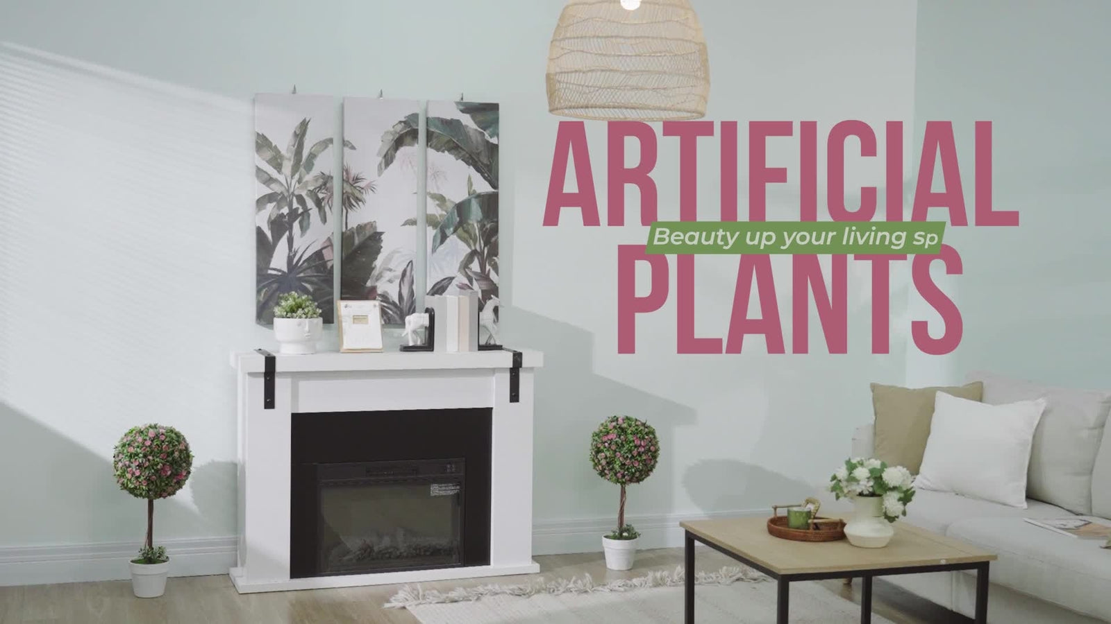 HOMCOM Set of 2 Artificial Plants with Rose Flower in Pot, 60Cm, Pink