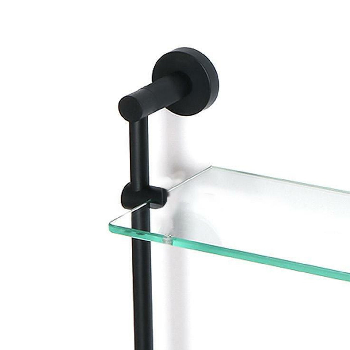 Modern round Black Matte Double Glass Shelf