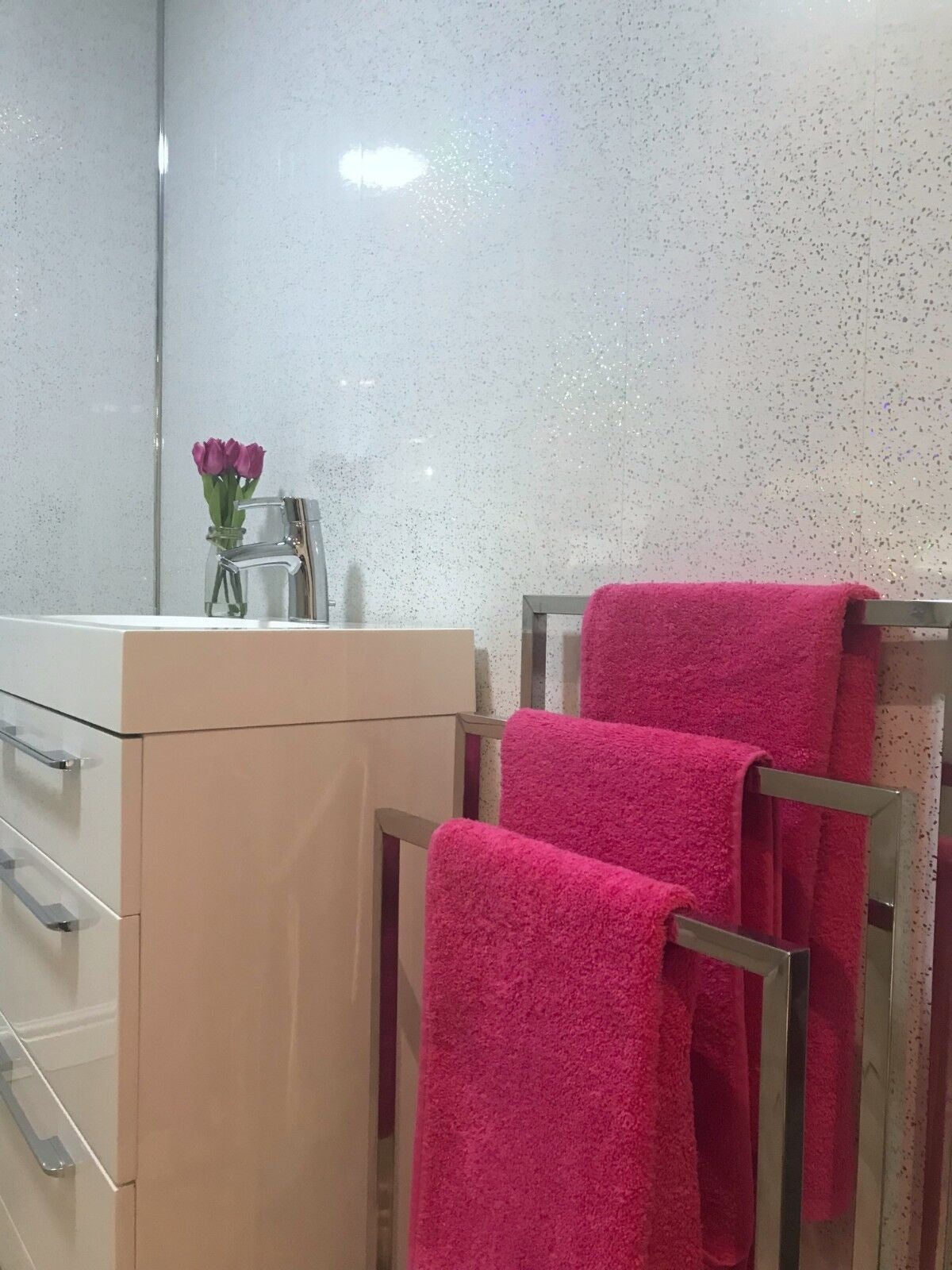 10 White Black Grey Sparkle & Marble Shower Wall Panels PVC Bathroom Cladding