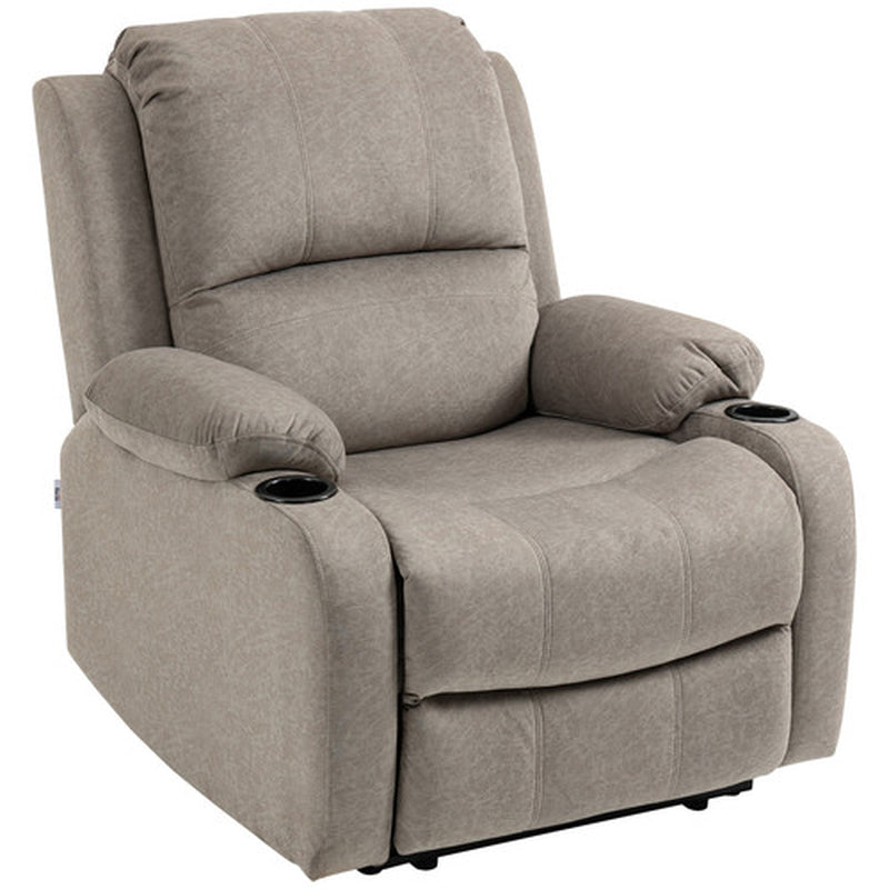Recliner Chairs for Living Room, Microfibre Cloth Reclining Armchair, Brown
