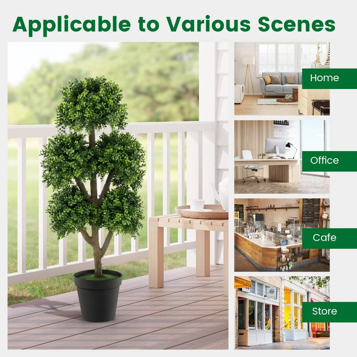 115Cm Artificial Boxwood Topiary Ball Tree for Home Office Front Porch