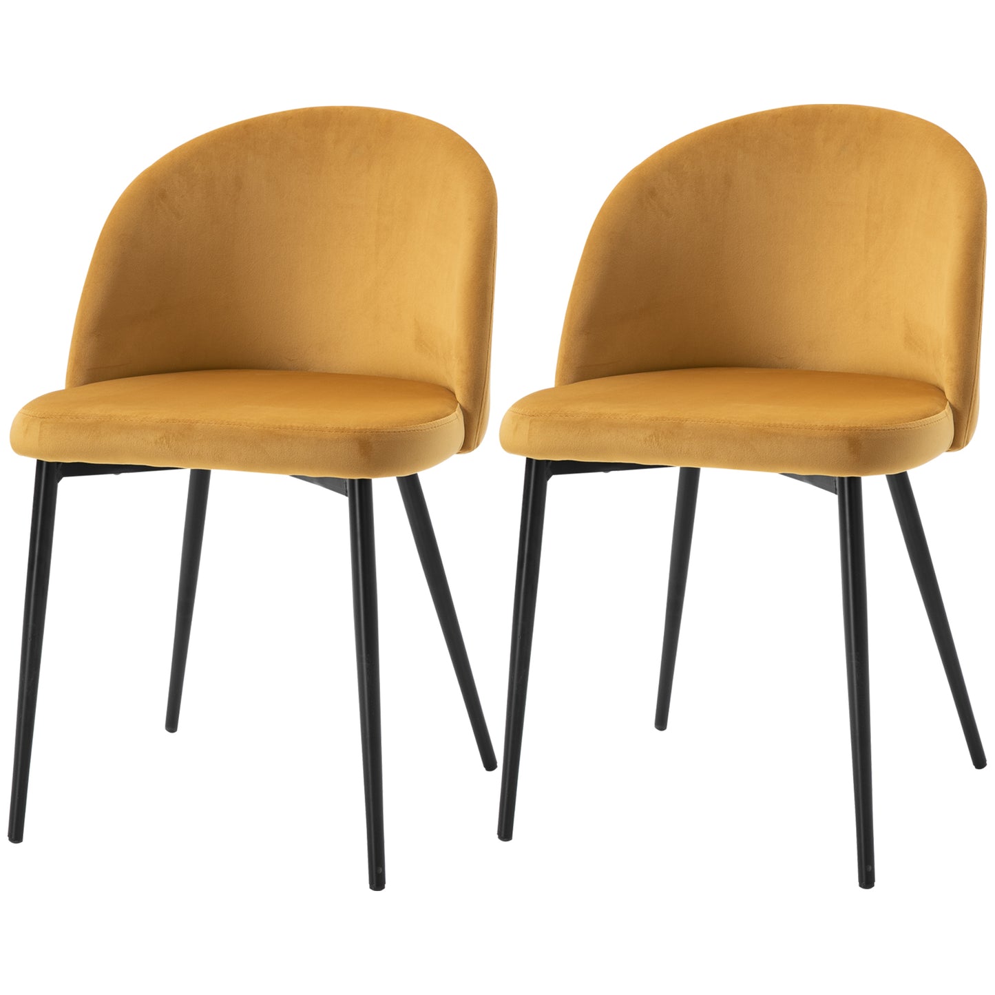 2 Pieces Modern Upholstered Fabric Bucket Seat Dining Chairs Living Room