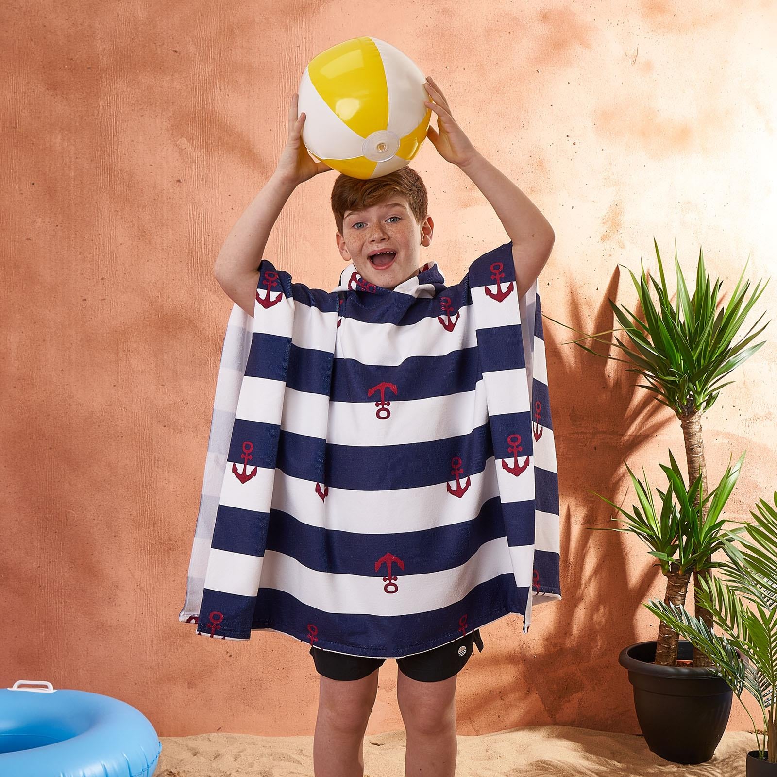 Kids Poncho Beach Towel Hooded Quick Dry Microfibre Holiday Swimming Absorbent