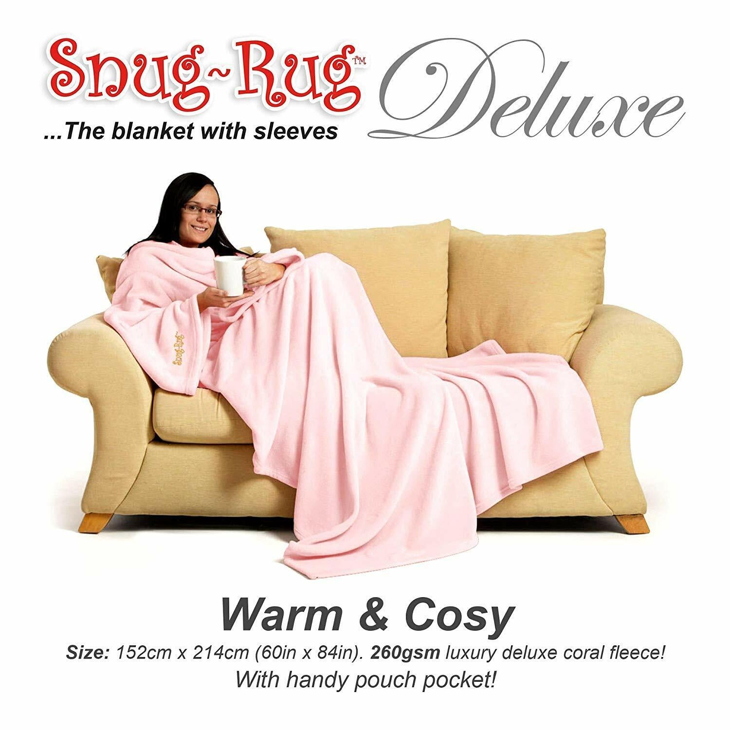 Genuine Snug Rug DELUXE ™ ADULT Cosy Warm SLEEVED Arms Blanket Fleece Official