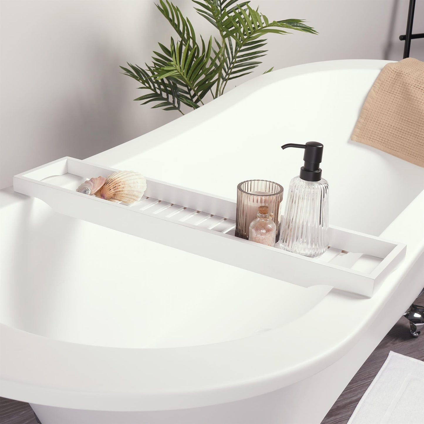 OHS Wooden Bath Tub Rack Storage Bathroom Caddy Shelf Tray Soap Holder Tidy Unit