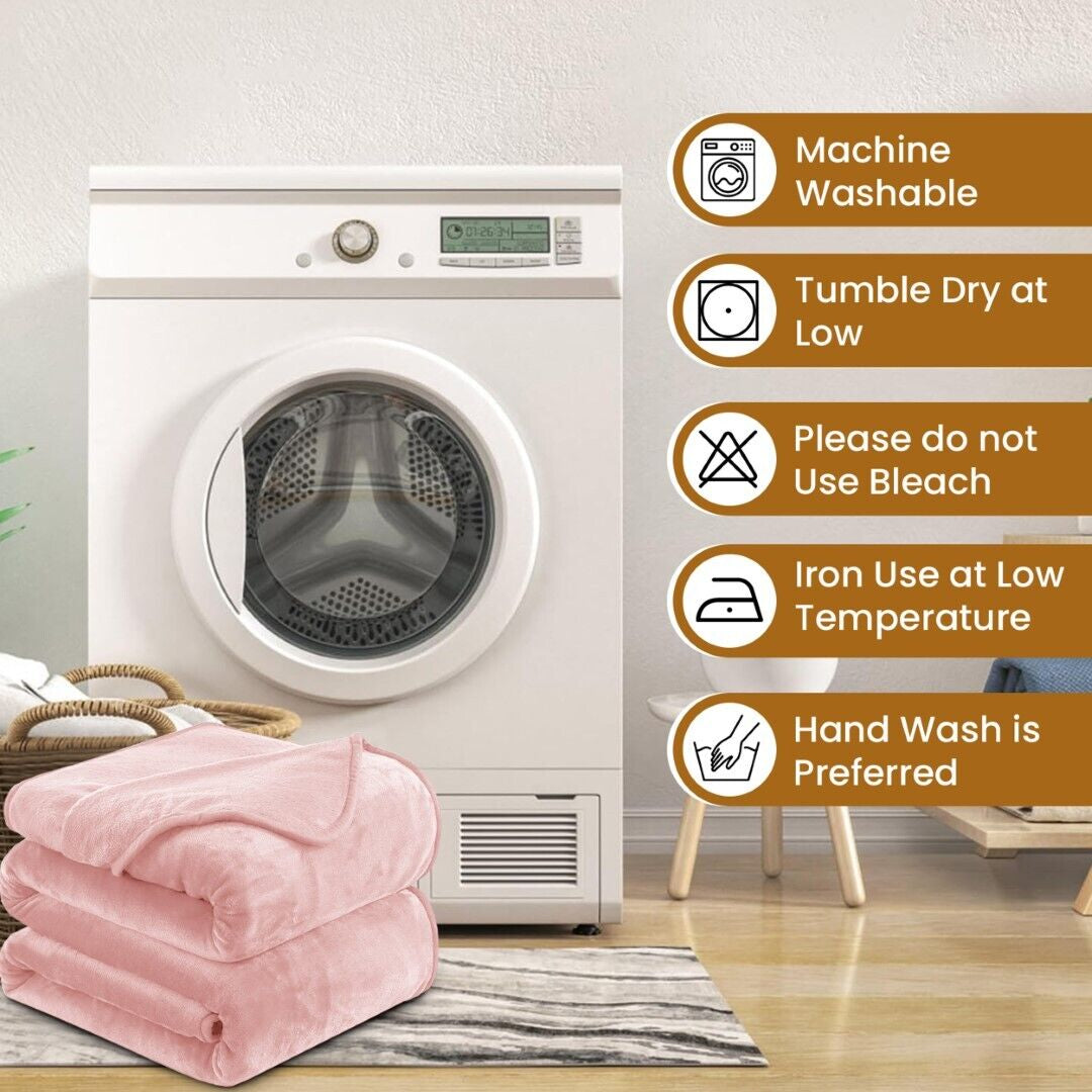 Large Fleece Blanket Throw Reversible Soft Warm Bed Sofa Blanket Double & King