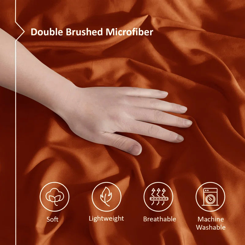 Lameya Luxury Microfibre 200 TC Duvet Cover Quilted Plain Bedding Sets with Pillow Cases