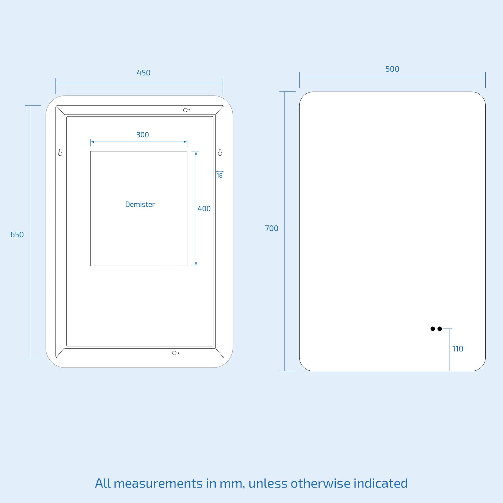 Nes Home Motion Sensor Bathroom LED Mirror Shaver Socket Demister 500 X 700Mm