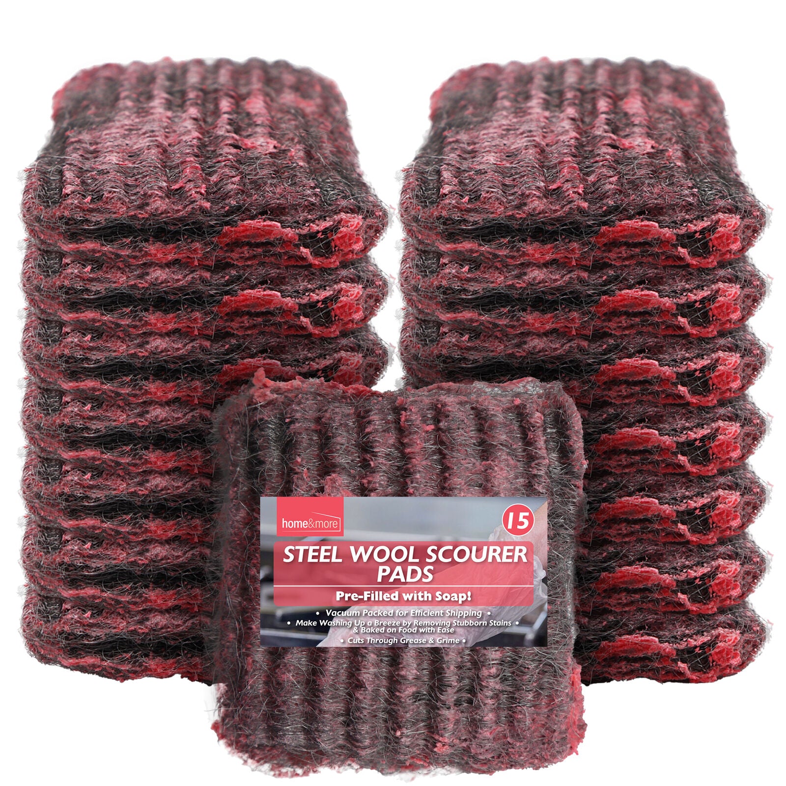 15-120 Soap Filled Pads Sponge Scourer Steel Wool for Household Kitchen Cleaning