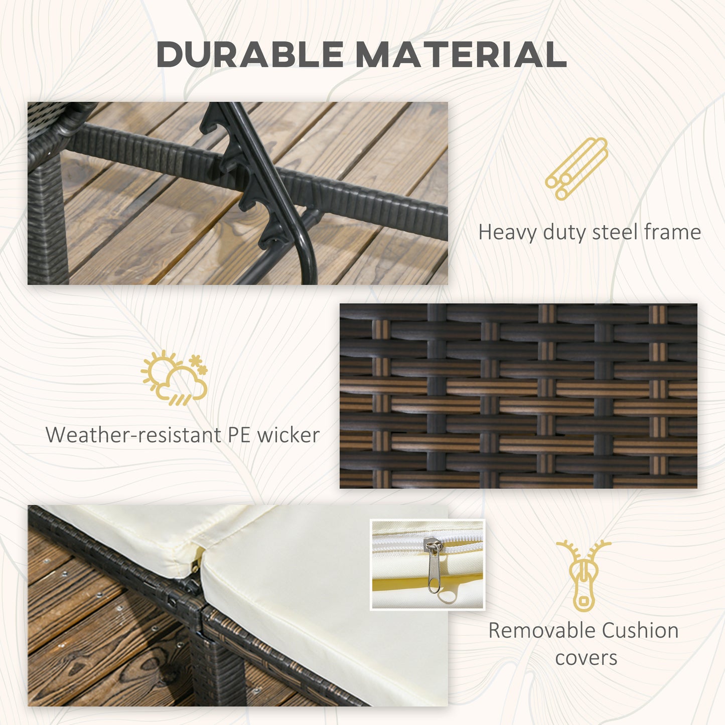 Rattan Sun Loungers Set of 2 W/ 5-Level Adjustable Backrest Headrest