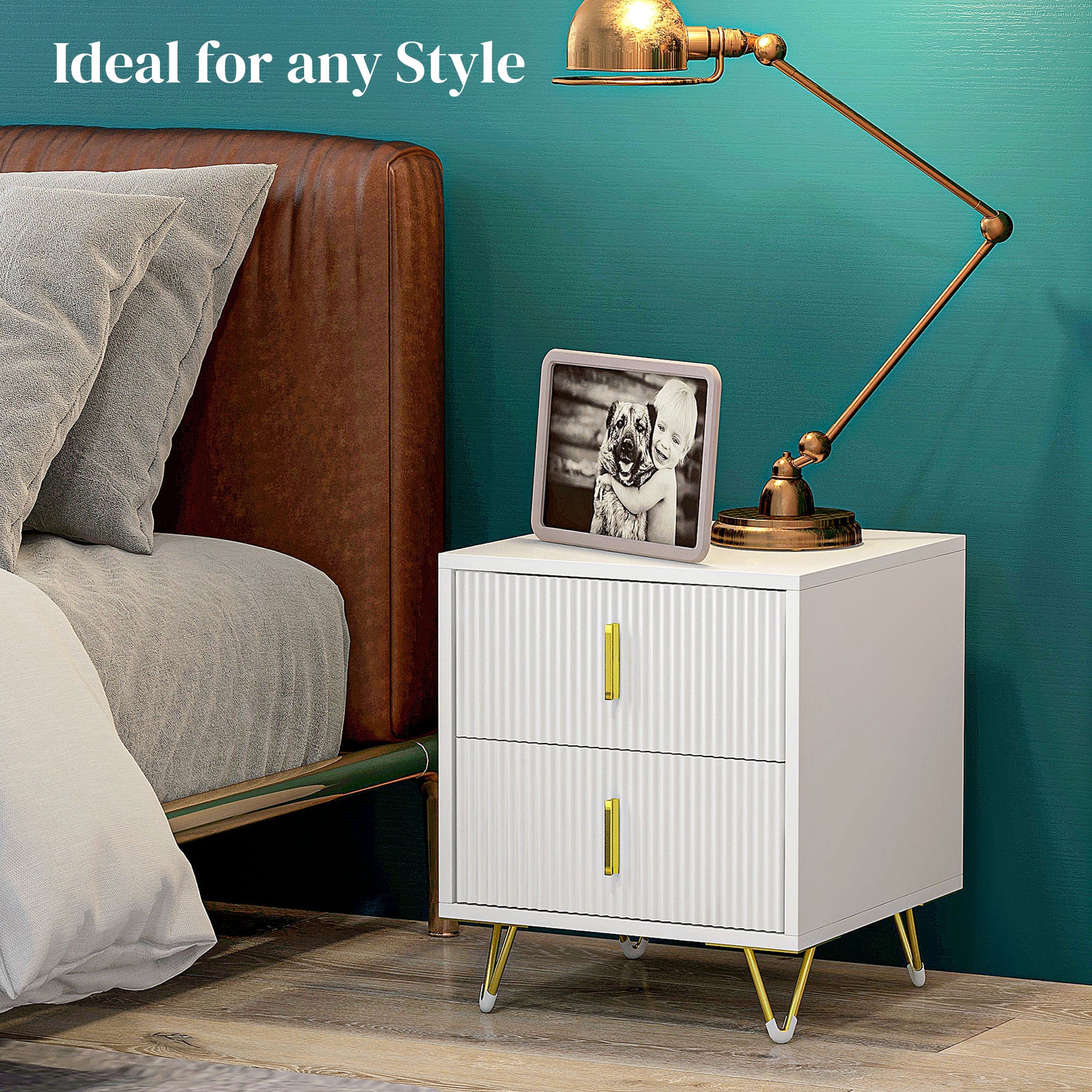 Small Chest of Drawers, Dresser with Handles Living Room White