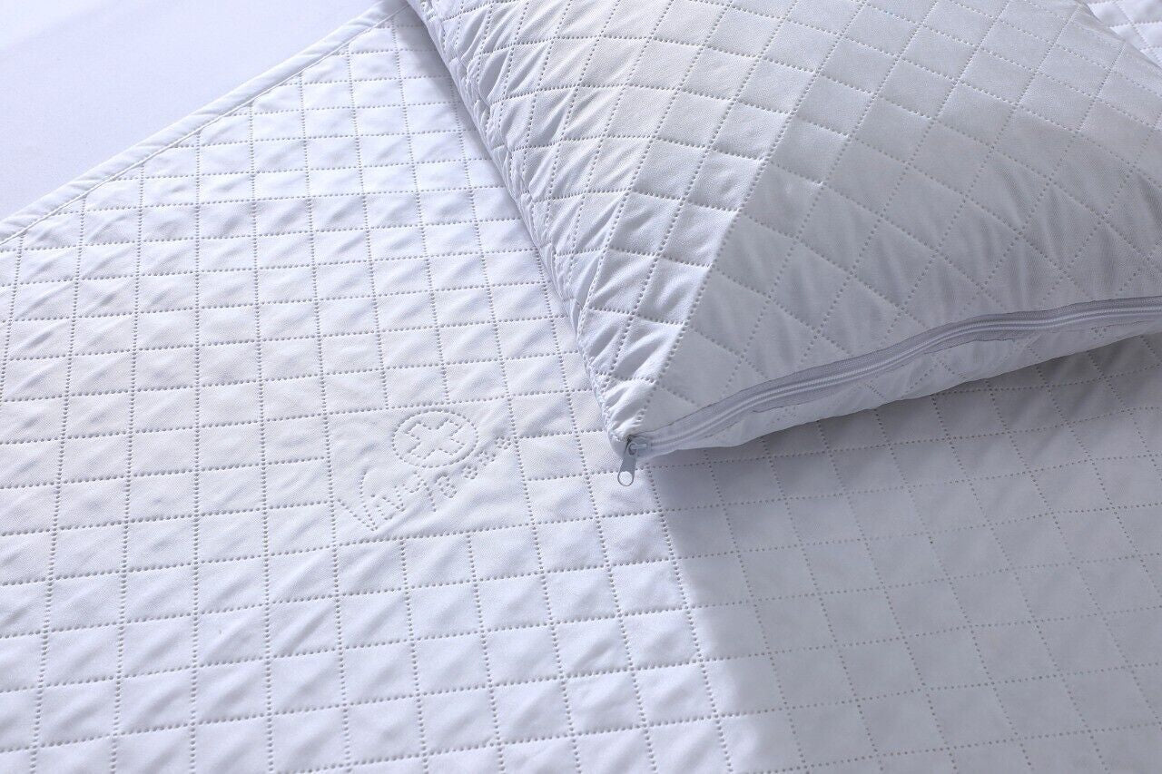 Pack of 4 Zipped WATERPROOF QUILTED Pillow Protectors Hypoallergenic Soft Covers