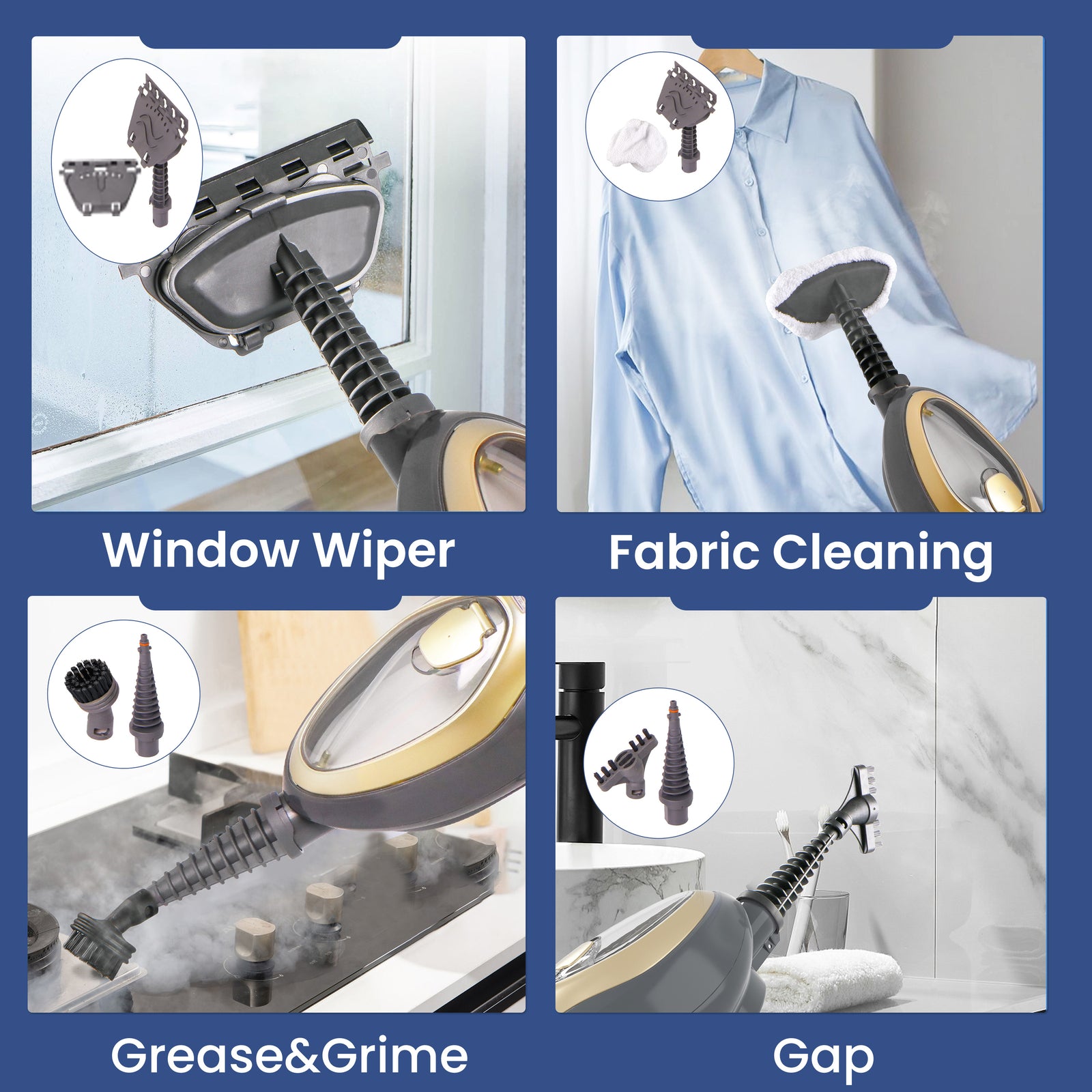 15-In-1 Hot Steam Mop Upright & Handheld Hard Floor & Carpet Steaming Cleaner